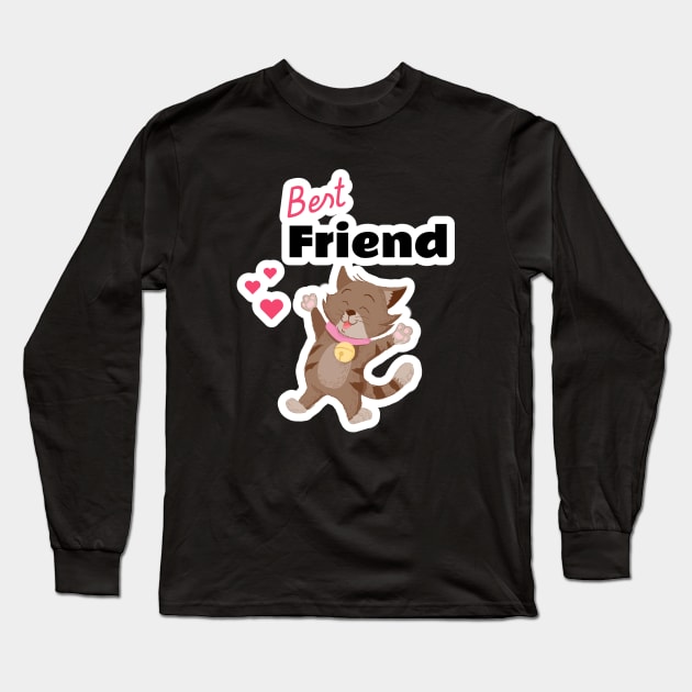 Best Friend Cat Long Sleeve T-Shirt by MONMON-75